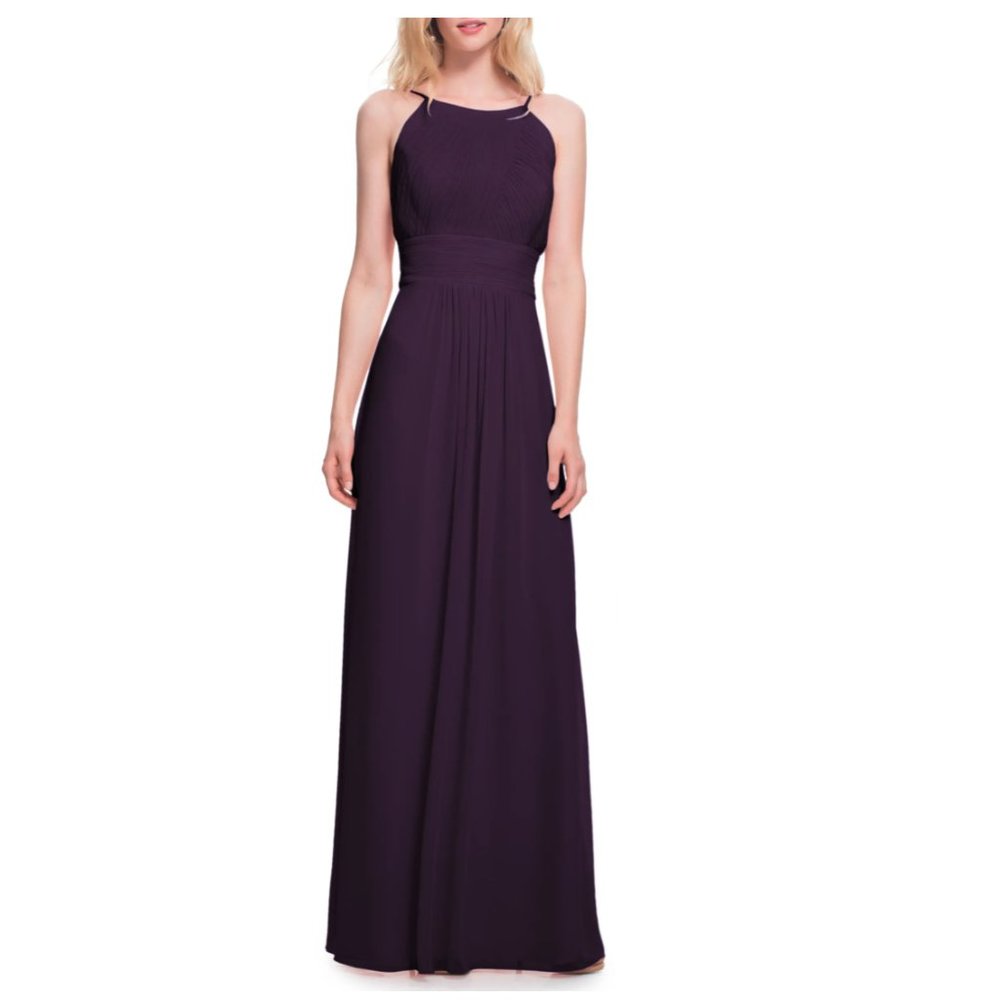 NWT Levkoff Low Back Pleat Chiffon A-Line Gown sz6 prom bridesmaid dress